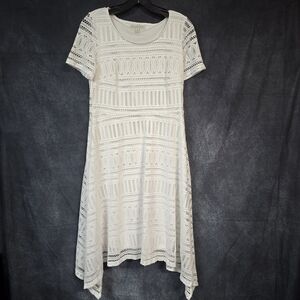 Dana Buchman Cream Asymmetrical Lace Dress